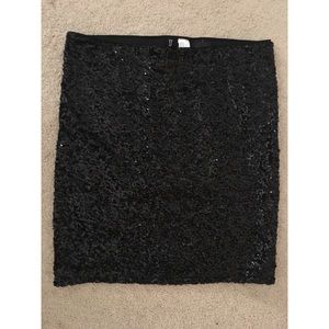 H & M Black Sequin Bodycon Skirt